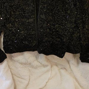 Beautiful sequin and crushed satin black jacket